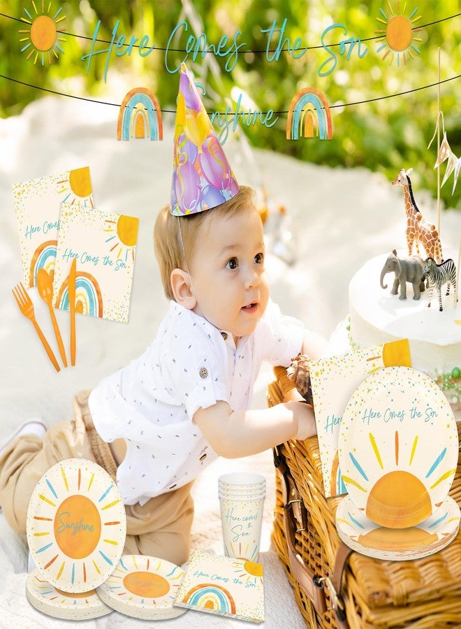 وولاين مجموعة أدوات مائدة Whaline مكونة من 168 قطعة، بتصميم بوهيمي مستوحى من الشمس، تتضمن أطباقًا ومناديل وأكوابًا وأدوات مائدة للاستخدام مرة واحدة، تكفي لـ 24 ضيفًا، مثالية لحفلات أعياد الميلاد. - Image 5