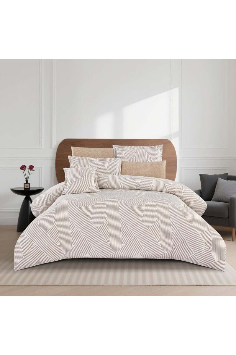 Melen Summer Cotton Double Bedspread 8-Piece - Zafira - Cream - Dark Beige - Image 2