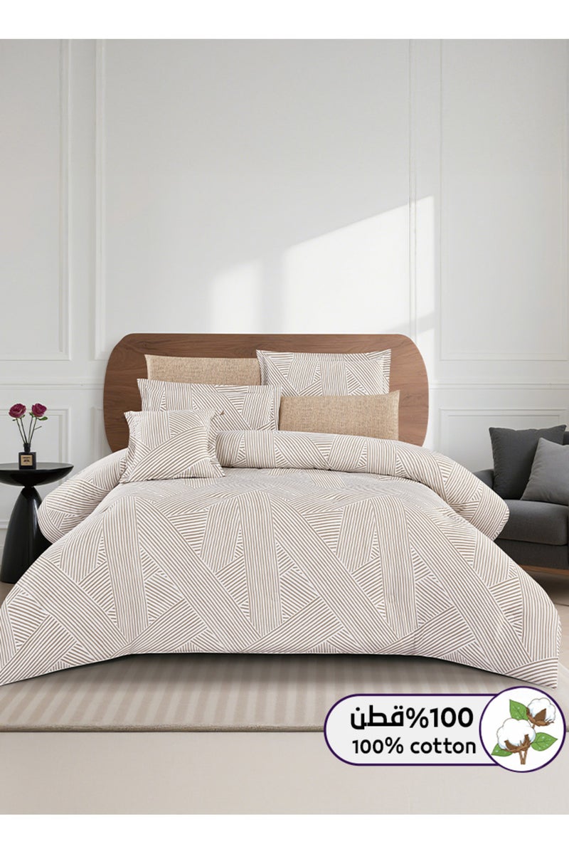 Melen Summer Cotton Double Bedspread 8-Piece - Zafira - Cream - Dark Beige - Image 1