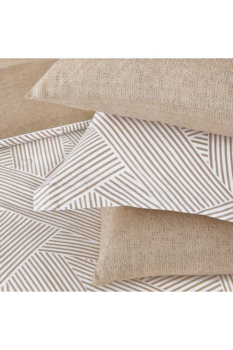 Melen Summer Cotton Double Bedspread 8-Piece - Zafira - Cream - Dark Beige - Image 3