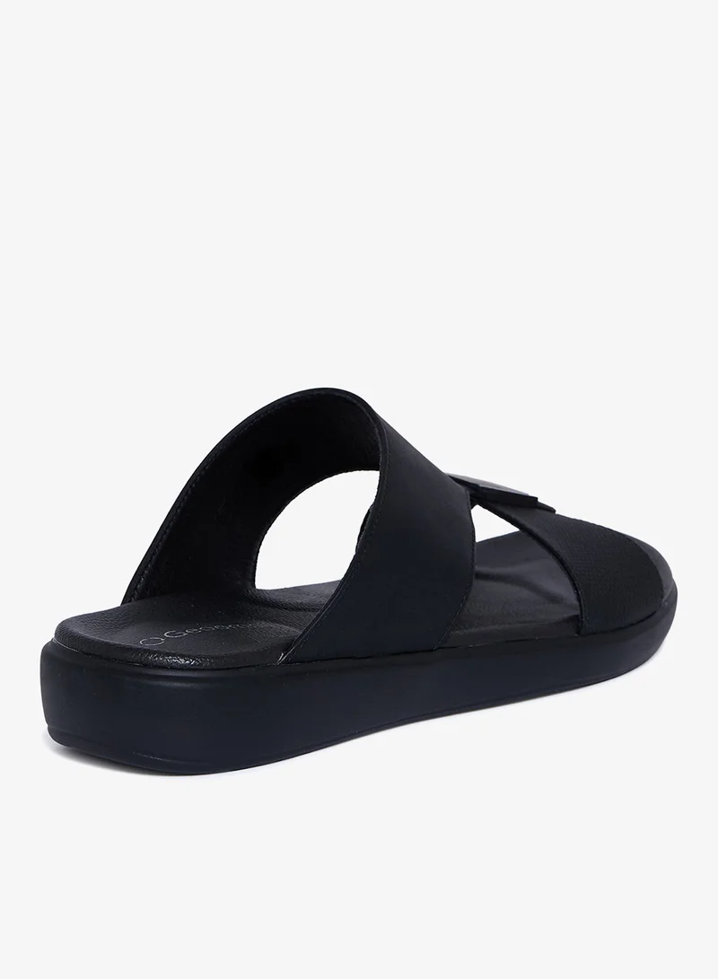 Geoomnii BLACK Geoomnii Men’s Arabic Sandals – Comfortable Casual Leather Slide Sandals for Everyday Wear for Men | Best Price UAE