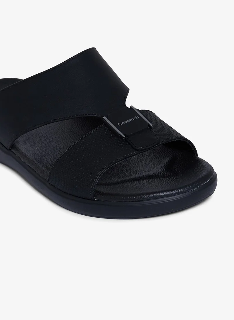 Geoomnii BLACK Geoomnii Men’s Arabic Sandals – Comfortable Casual Leather Slide Sandals for Everyday Wear for Men | Best Price UAE