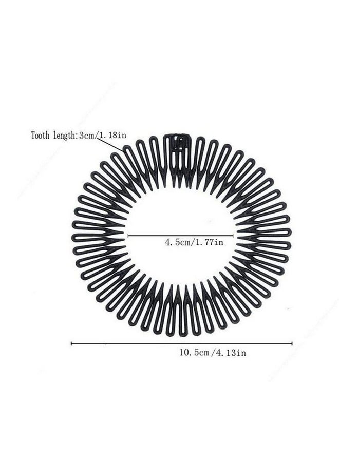 Suoirblss 10Pcs Women'S Lady Stretch Flexible Plastic Hair Combs Hair Clips Tooth Headband Hoop Fashion Stretchy Circle Flexible Comb Teeth Headband (Brown)  - Image 2