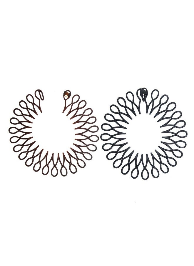 Suoirblss 10Pcs Women'S Lady Stretch Flexible Plastic Hair Combs Hair Clips Tooth Headband Hoop Fashion Stretchy Circle Flexible Comb Teeth Headband (Brown)  - Image 3