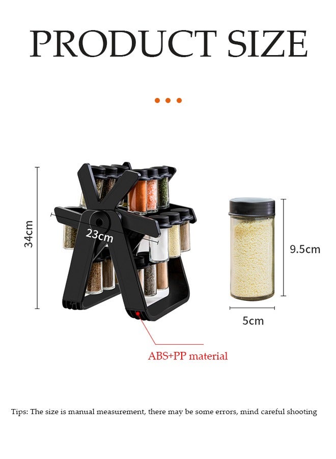 DUNISO منظم رف التوابل الدوار، مجموعة رف التوابل الدوار، رف التوابل على شكل عجلة فيريس يدور 360 °، منظم سطح المطبخ، مزود بقمع وملصق، مع 18 جرة زجاجية للتوابل لسهولة الوصول والتخزين للتوابل - Image 2