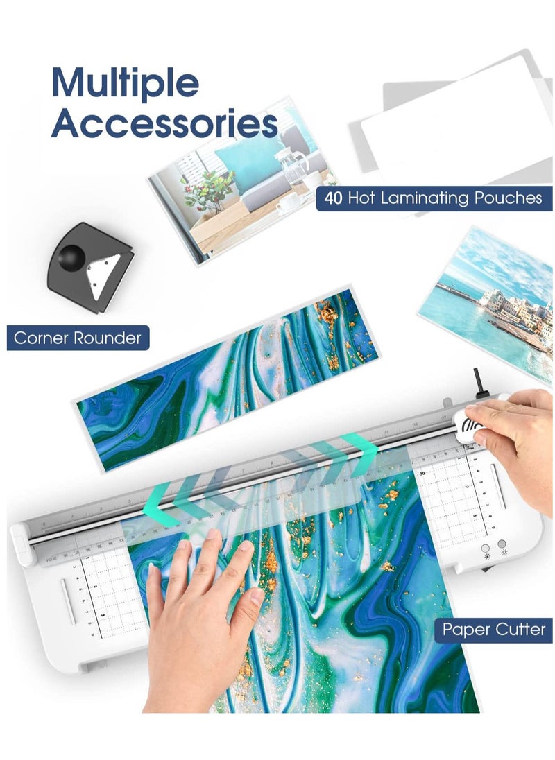 Generic Laminator,A3/A4/A5/A6 Thermal Laminator Machine, 9 in 1 Cold Laminator Machine with Paper Cutter and Corner Rounder,40 Laminating Pouches for Home Office School  - Image 4