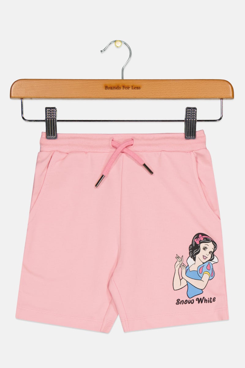 Disney Princess Kids Girl Graphic Print Basic Shorts, Pink - Image 1