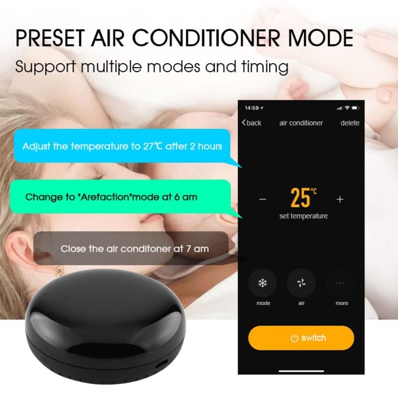 جهاز تحكم عن بعد بالأشعة تحت الحمراء يعمل بتقنية Wi-Fi 2.4 جيجا هرتز مزود بجهاز تحكم عن بعد عالمي يعمل بالأشعة تحت الحمراء لمكيف الهواء وتلفزيون DVD باستخدام تطبيق Smart Life المتوافق مع التحكم الصوتي Alexa Google Home - Image 5