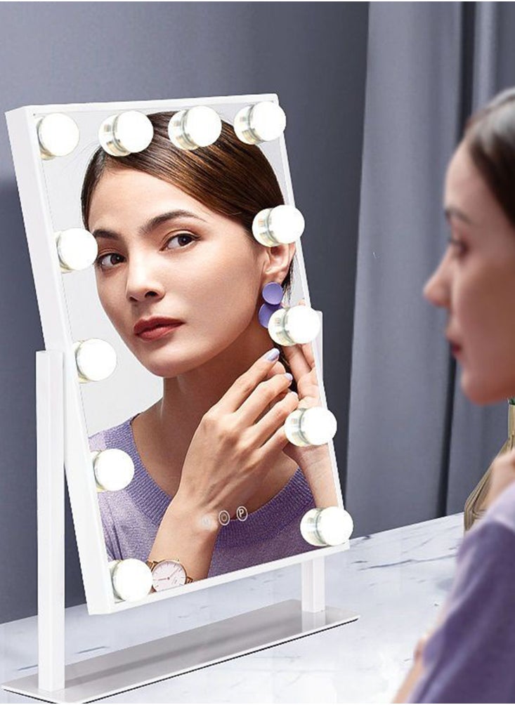 Perfii - Lighted Makeup Mirror, Hollywood Cosmetic Mirror with 9 Dimmable LED Bulbs, Smart Touch Control, 3 Colors Dimmable Light, 360° Rotation for Ultimate Glam - Image 1