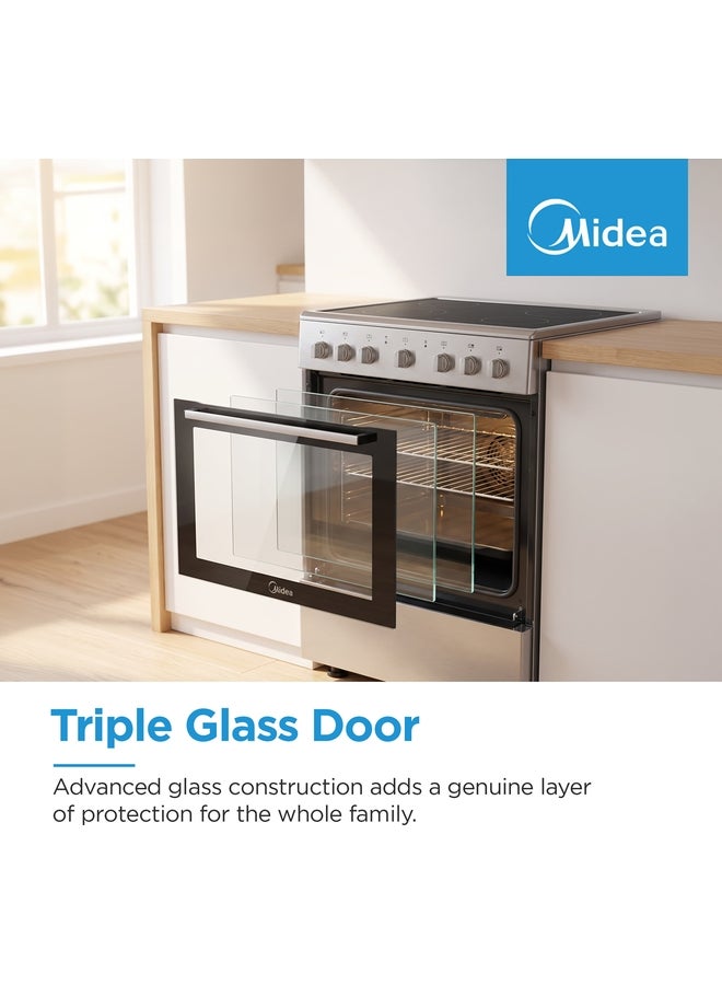 Midea 4 Cooking zone Ceramic Cooker 60 X 60 cm, Full Safety, Silver, 1 Year Warranty VC6814 Silver/Black - Image 3