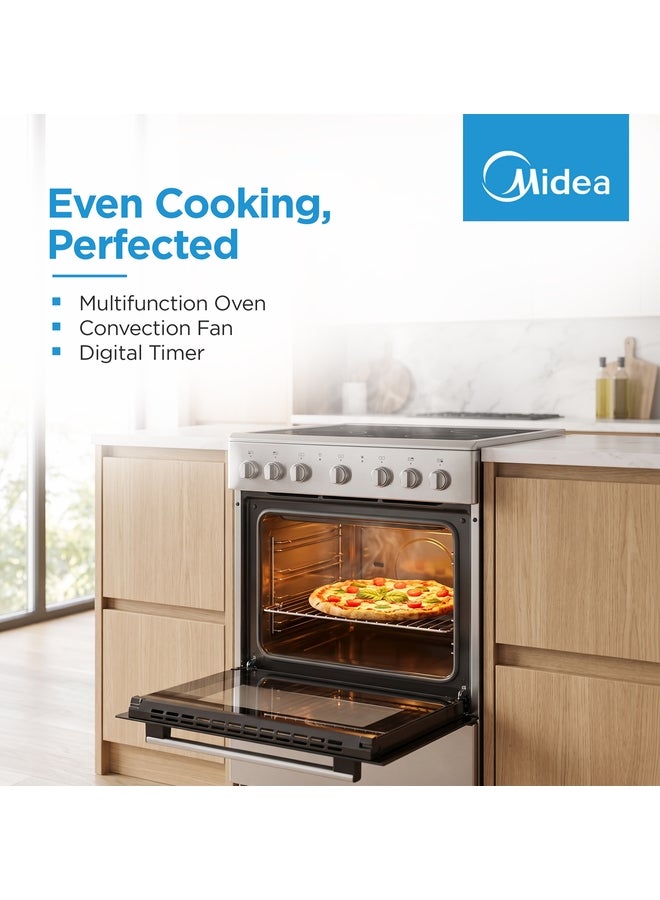 Midea 4 Cooking zone Ceramic Cooker 60 X 60 cm, Full Safety, Silver, 1 Year Warranty VC6814 Silver/Black - Image 2