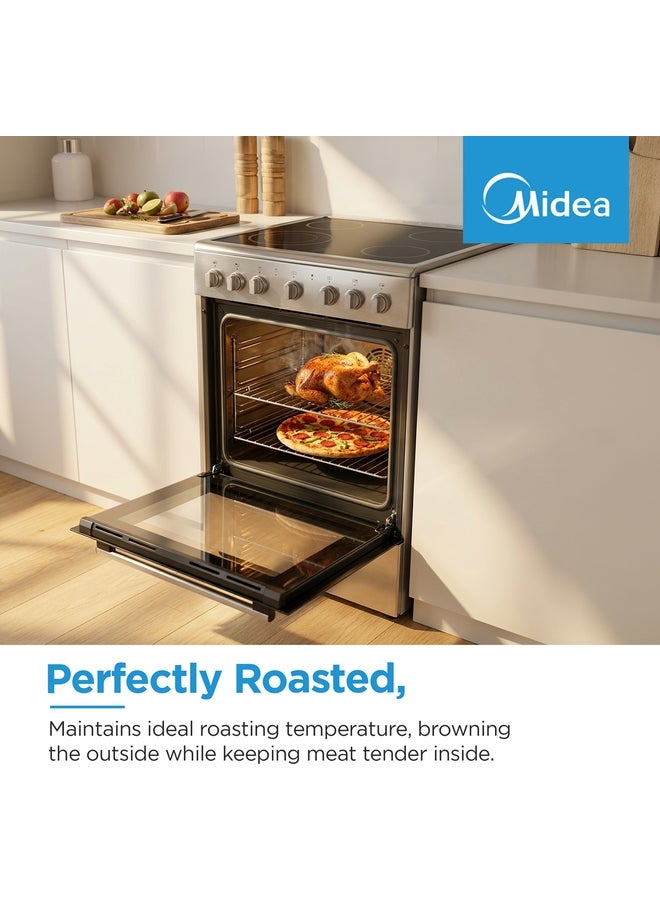 Midea 4 Cooking zone Ceramic Cooker 60 X 60 cm, Full Safety, Silver, 1 Year Warranty VC6814 Silver/Black - Image 5