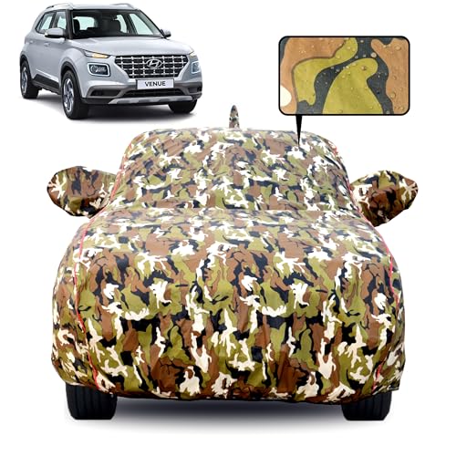 Slamio Car Cover for Hyundai Venue 2019-2026 Model | 100% Waterproof, Dustproof, UV Resistant | All-Weather Protection with Mirror Pockets | Custom Fit, Triple Stitch (Jungle Print) - Image 1