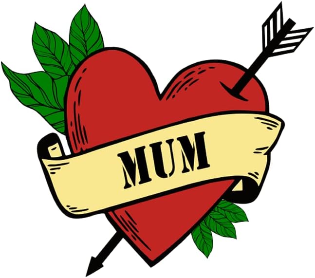 Mum Temporary Tattoo neck face mothers day hand body art love mum Heart Arrow