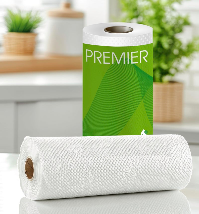 Premier 2-Ply Kitchen Tissue Roll (120 Sheets) | 60 pulls x 2 Packs | Size: 21 x 21 cm | Super Absorbent, Disposable Kitchen Paper Towel for Cleaning & Wiping - Image 4