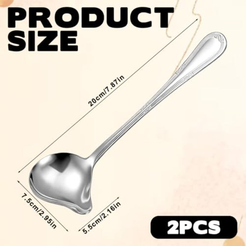 2Pcs Gravy Spoon Ladle Small Ladle with Pouring Spout, 7.9 Inch Stainless Steel Saucier Sauce Soup Spoon for Spooning Gravies Sauces Dressings - Image 2