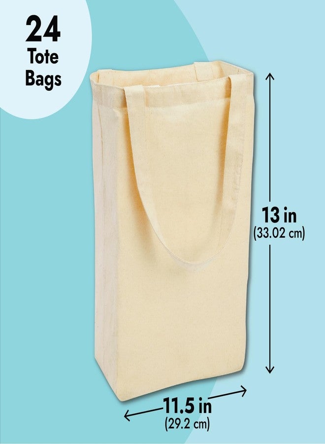 Juvale 24-Pack Blank Cotton Canvas Tote Bags Bulk - Reusable Cotton Tote Bag for DIY Crafts, Grocery & Work - 13x11.5 in - Image 3