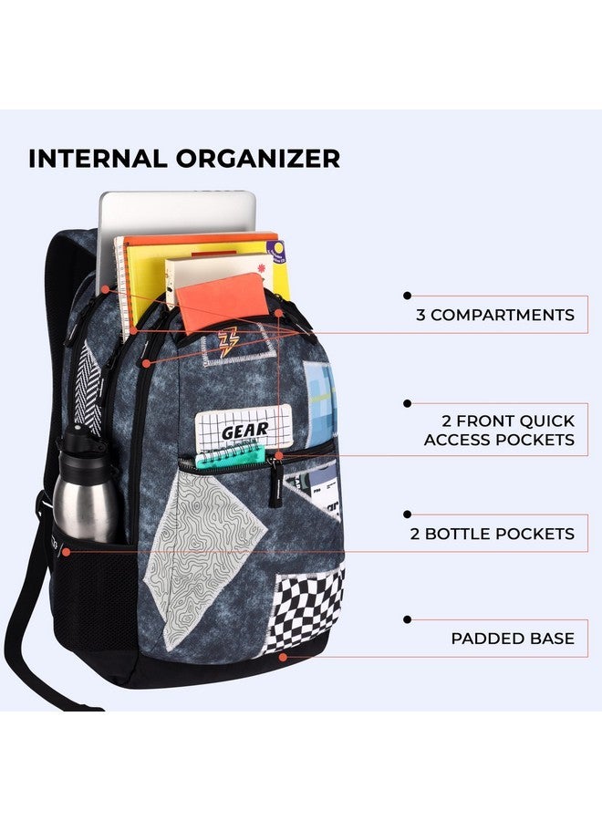 Gear Crafty 19"/34L Large Water Resistant School Bag/College Bag/Casual 5 Compartment Backpack/Daypack/Travel 5 Compartment Backpack/Kids Bag for Boys/Girls (Grey-Black) - Image 3