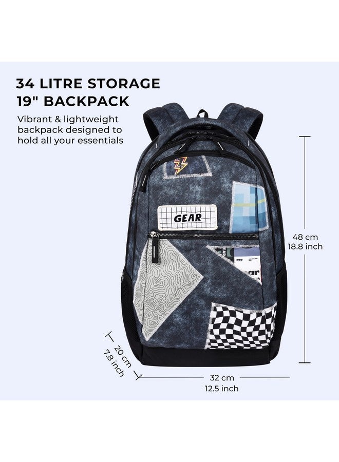 Gear Crafty 19"/34L Large Water Resistant School Bag/College Bag/Casual 5 Compartment Backpack/Daypack/Travel 5 Compartment Backpack/Kids Bag for Boys/Girls (Grey-Black) - Image 2