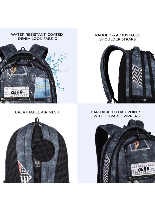 Gear Crafty 19"/34L Large Water Resistant School Bag/College Bag/Casual 5 Compartment Backpack/Daypack/Travel 5 Compartment Backpack/Kids Bag for Boys/Girls (Grey-Black) - Image 5