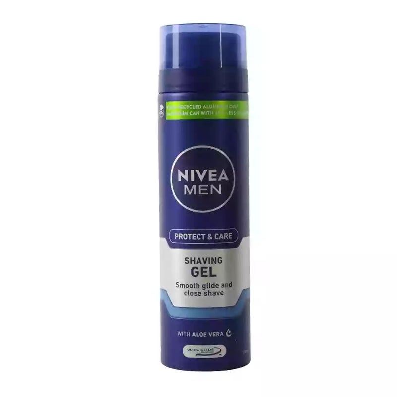 Nivea جيل حلاقة نيفيا للرجال حماية ورعاية، انزلاق سلس وحلاقة قريبة مع الألوة فيرا - 200 مل - Image 1
