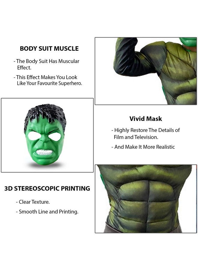 VRITRAZ Costume Superheroes Hulk Muscular Arms Soft Fabric For Kids, Size - Large,Multicolor - Image 3