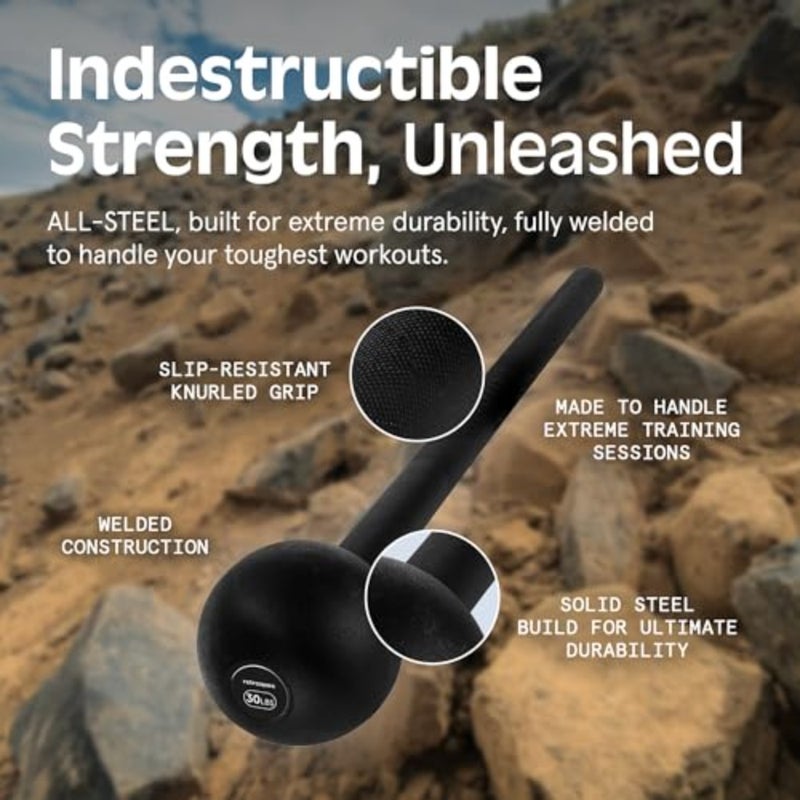 Steel macebell for strength training, rehabilitation, stretching, conditioning and rotational training black powder-coated steel, 5-30lb options, ergonomic grip and balanced weight distribution - Image 3