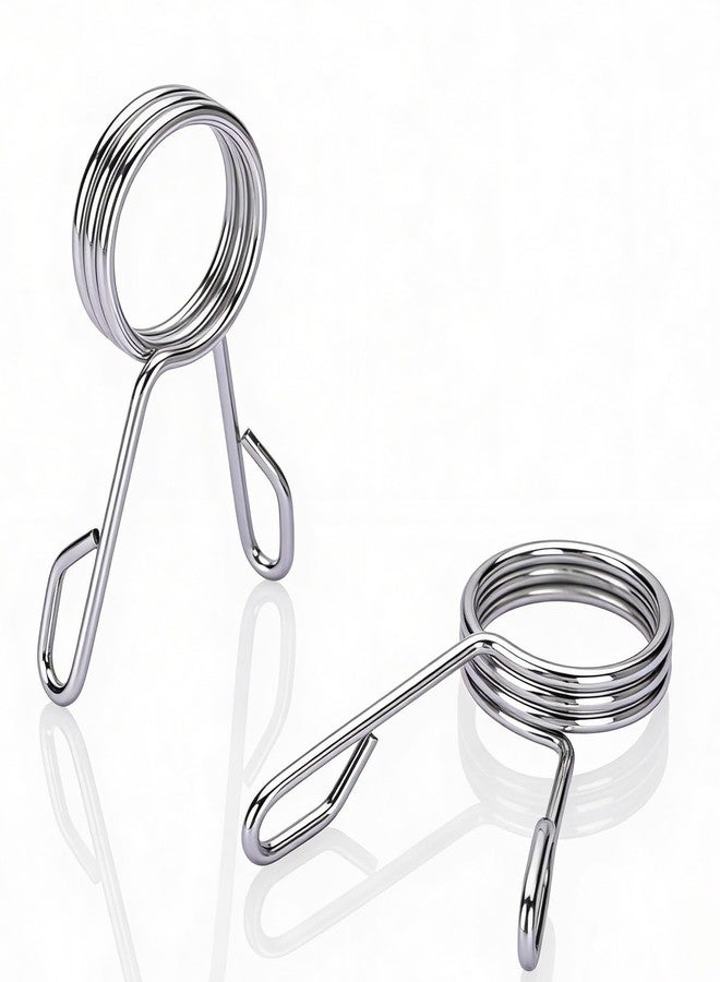 DaoHeight 2-Inch Olympic Barbell Spring Clip Collars (Pair), Heavy Duty Chrome Steel Weight Bar Clamps for Weightlifting, Powerlifting & Strength Training, Secure Fit Dumbbell Clips for 50mm Sleeves