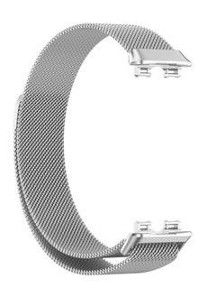 Generic Replacement Band for Huawei Band 8/Honor Band 8 Band Magnetic Stainless Steel Strap Loop Watch Band Sports Straps (Silver)  - Image 4