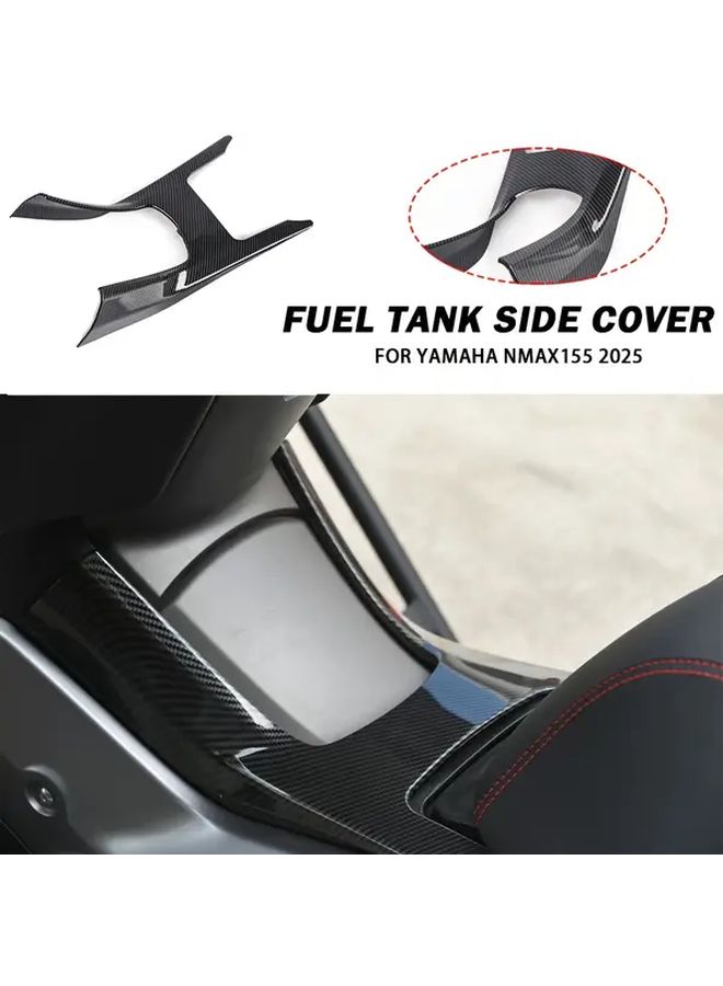 Carbon Fiber Style ABS Fuel Tank Side Cover Trim Scratch Resistant Snap On For Yamaha NMAX 155 2025 V3 - Image 1