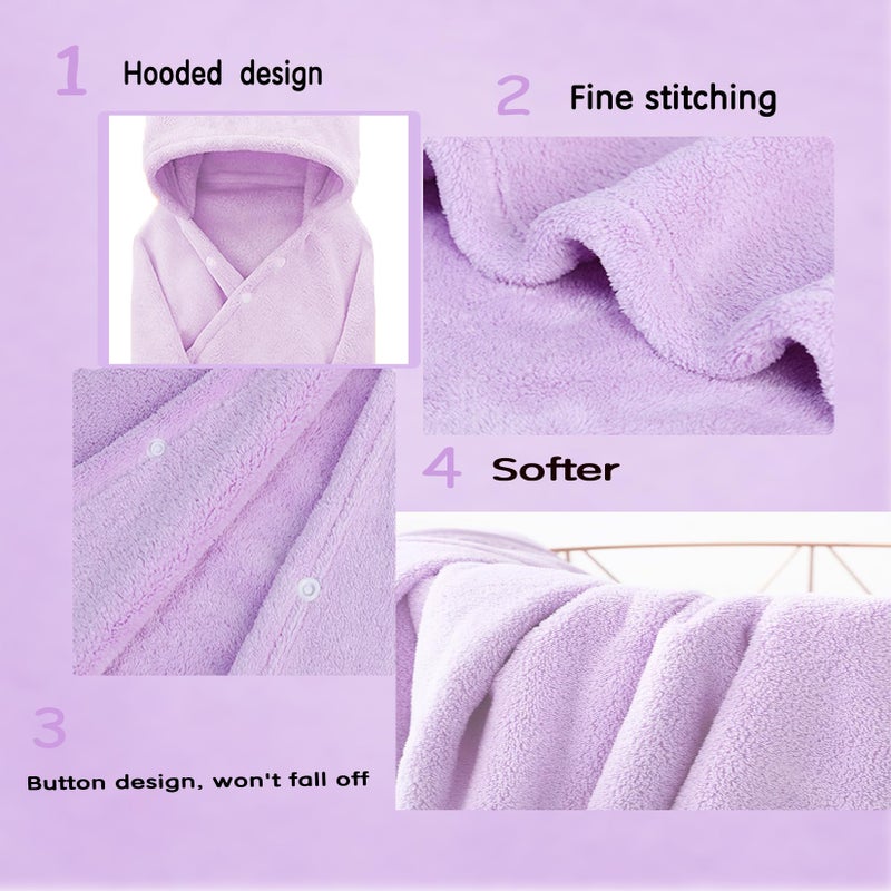IFaryMes Toddler Bath Towel Baby Towels with Hood 27.5"X55" Ultra Absorbent Soft Bathrobe Blanket Kids Shower Towel for Girls and Boys(Purple-Cat) - Image 4