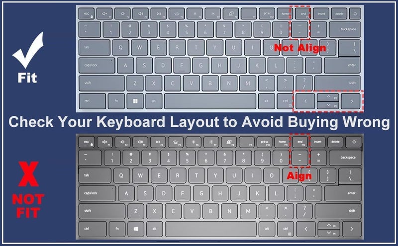 Raya غطاء لوحة مفاتيح سيليكون لجهاز ديل إنسبيرون 14 بلس [ 5440/5441 / 7440/7441 ] وديل فاسترو 14 [ 3440 ] وإنسبيرون 16 بلس [7640] لابتوبات 14 بوصة [لن يناسب لابتوبات ديل برو 14] (أسود) - Image 2