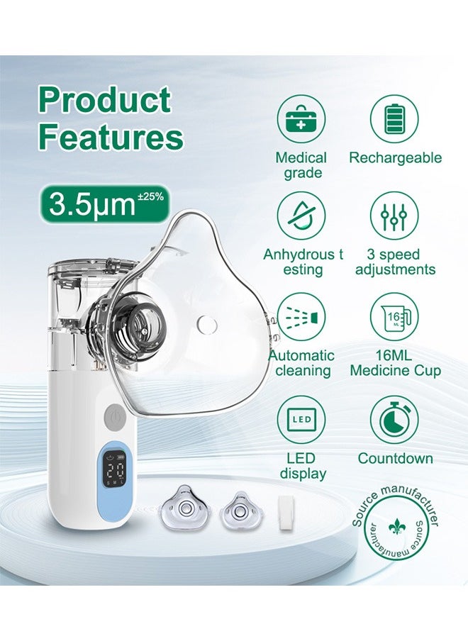 MAANGE - Ultrasonic Mesh Nebulizer, Rechargeable Handheld Nebulizer with 3 Adjustable Speeds, Quiet Design for Adults and Kids - Image 1