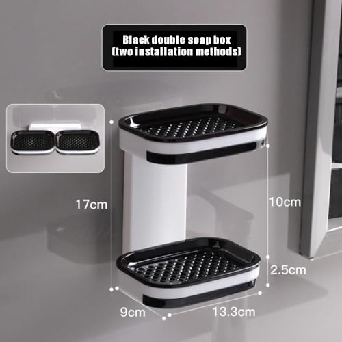 Koyet Plastic Shower Soap Dish Holder/Wall Mounted Soap Dish Tray Bar for Shower/Bathroom Kitchen Accessories Leak Proof Self Draining Soap Box (2pcs Set, 30 x 10 x 5.5cm, Plastic, White) - Image 2