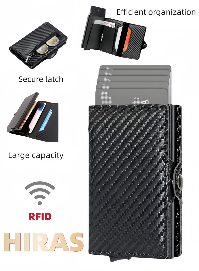 Hiras Men's Premium RFID Blocking Leather Card Holder - Anti-Theft Credit Card Wallet with Magnetic Closure & Coin Pocket - Ideal Gift for Men - Image 1