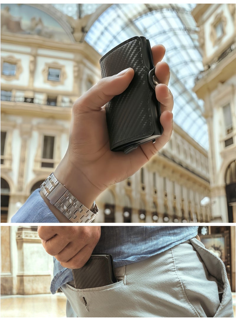 Hiras Men's Premium RFID Blocking Leather Card Holder - Anti-Theft Credit Card Wallet with Magnetic Closure & Coin Pocket - Ideal Gift for Men - Image 5