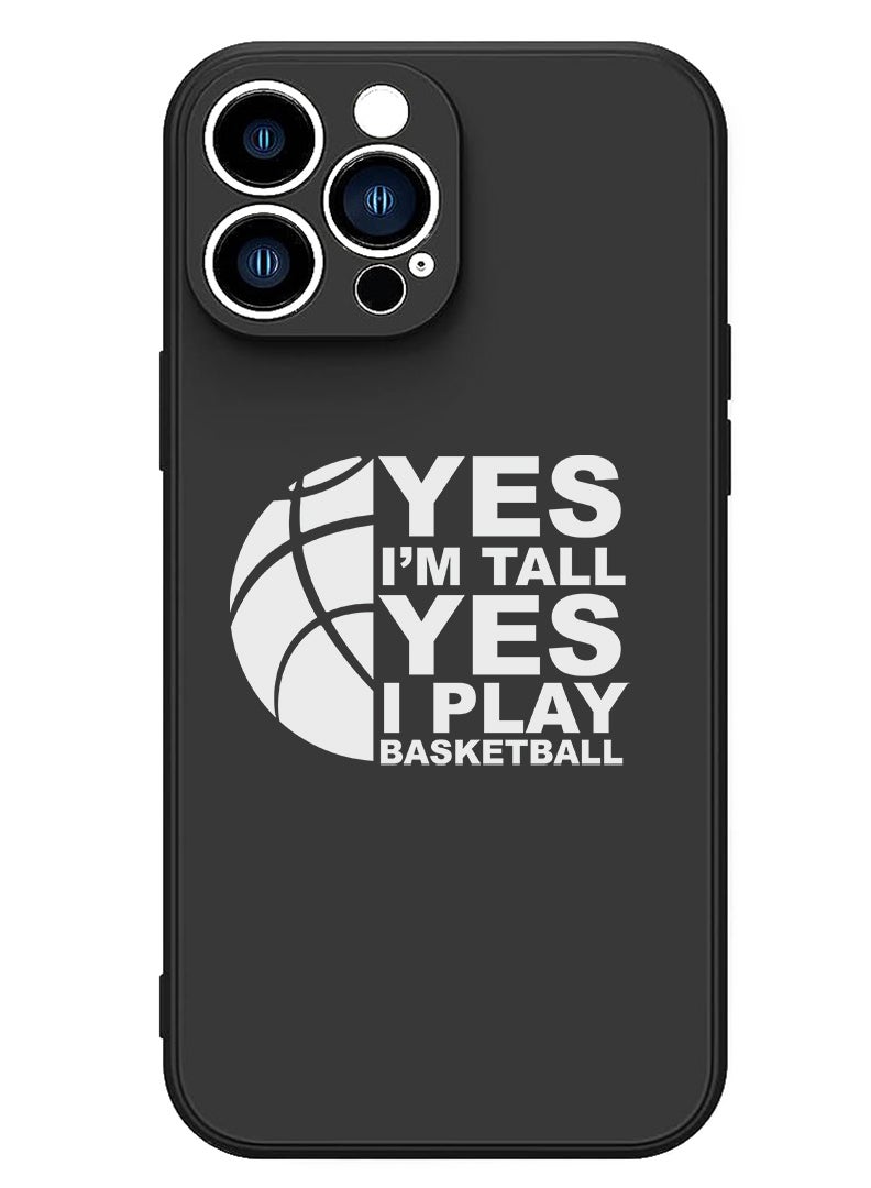 Theodor Protective Slim Fit Case Liquid Silicone Cover with Full Body Protection Anti-Scratch Shockproof Case For iPhone 15 Pro Max Black - Basketball - Image 1