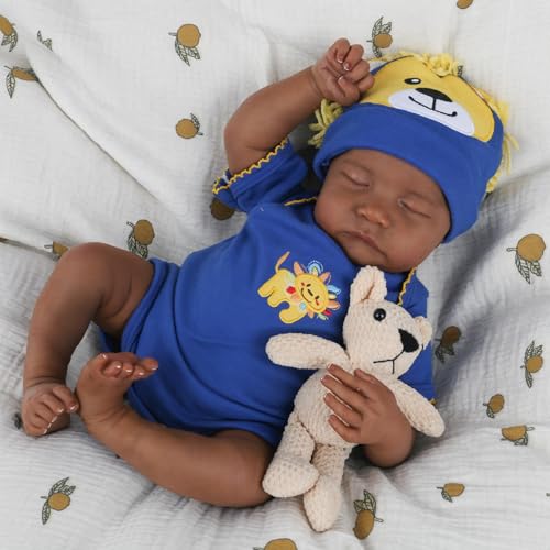 CHAREX Realistic Reborn Baby Dolls Black  18 inch Newborn Baby African American Soft Body Real Life Sleeping Baby Doll with Accessories Gift Set for Girls Boy Age 3 - Image 5