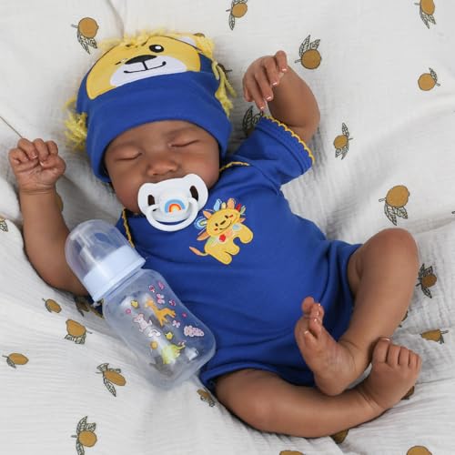 CHAREX Realistic Reborn Baby Dolls Black  18 inch Newborn Baby African American Soft Body Real Life Sleeping Baby Doll with Accessories Gift Set for Girls Boy Age 3 - Image 1