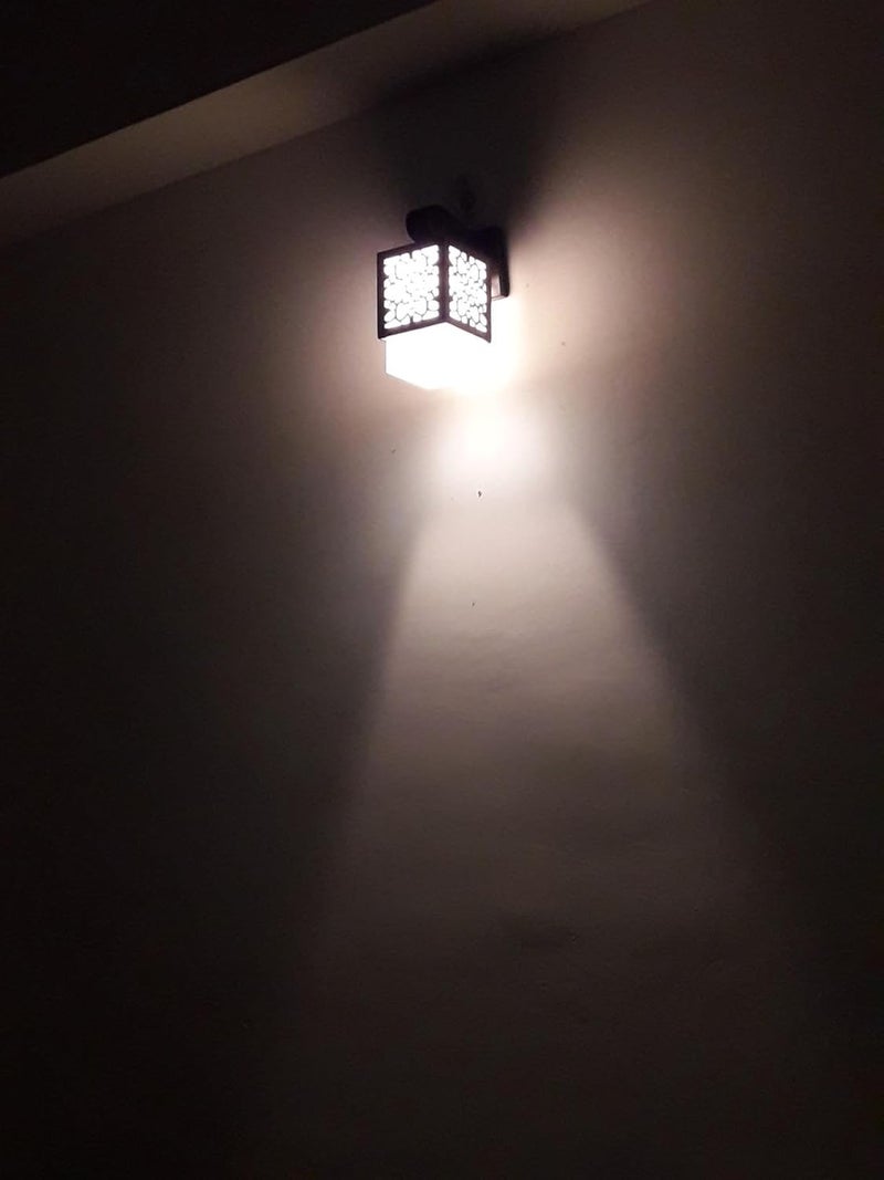 WHITERAY Square Wall Lamp BrownElectric Wood - Image 2