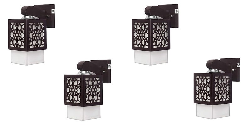 WHITERAY Square Wall Lamp BrownElectric Wood - Image 1