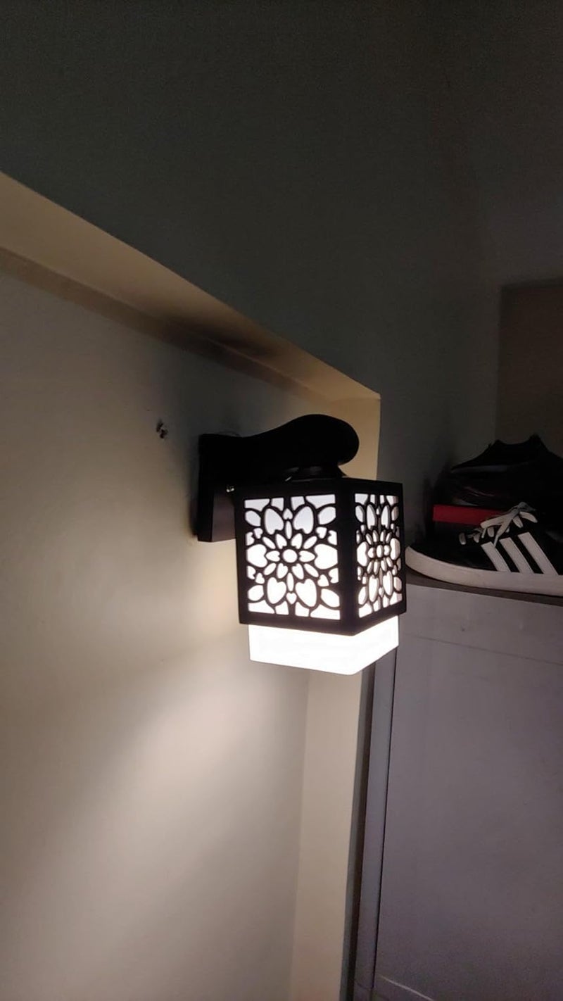 WHITERAY Square Wall Lamp BrownElectric Wood - Image 4