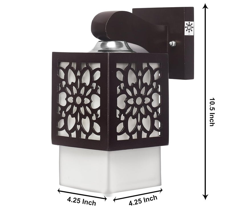 WHITERAY Square Wall Lamp BrownElectric Wood - Image 3