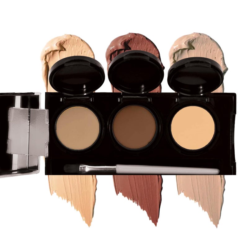 dermaflage Full Coverage Concealer Palette, Waterproof Concealer Cream, 3 Colors + Brush, by Dermaflage - Image 1