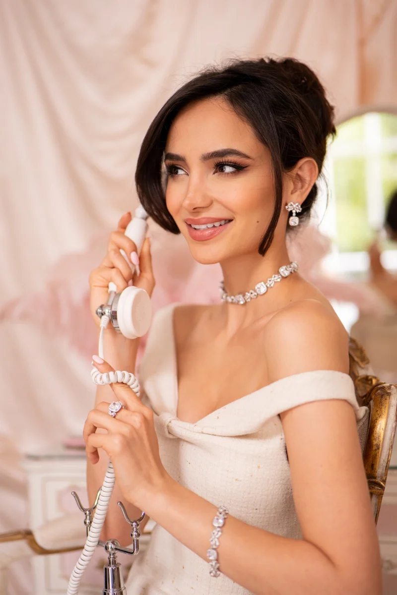 Santinni London Silver Marie Antoinette' Cushion-Cut Crystal and Bow Silver Earrings for Women | Best Price UAE