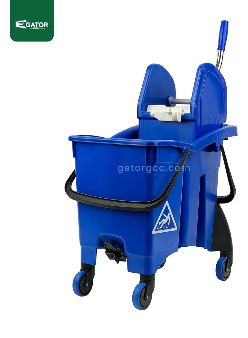 FILMOP Professional Twin-Bucket Mop Trolley, Italian Manufactured, 360-Degree Rotating Swivel Wheels, 16 x 14L, Blue - Image 1