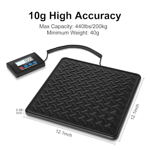 Fuzion Shipping Scale 440LB x 10g High Accuracy Digital Postal Scale Durable Alloy Steel Platform Heavy Duty Scale for Packages Postage Luggage Battery and AC Adapter Powered - Image 3