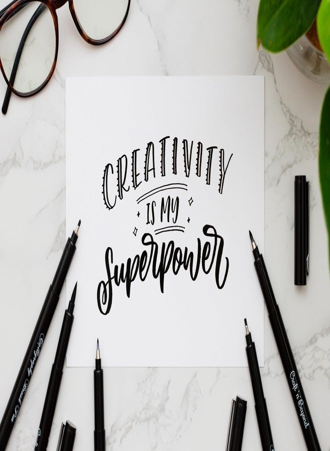 Craft 'n' Beyond Calligraphy Brush Pens Pack of 5 Markers for Hand Lettering, Art Drawing, Sketching, Scrapbooking, Writing, Journaling tip - Beginner Kit with Fadeproof Black Ink - Image 3