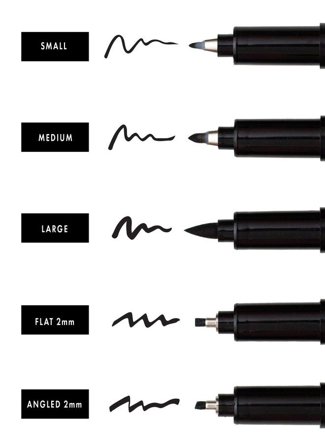 Craft 'n' Beyond Calligraphy Brush Pens Pack of 5 Markers for Hand Lettering, Art Drawing, Sketching, Scrapbooking, Writing, Journaling tip - Beginner Kit with Fadeproof Black Ink - Image 5