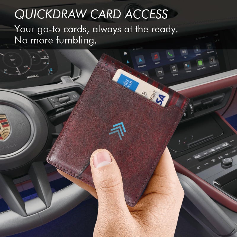 Pefiam Full Grain Leather Wallet for Men, RFID Blocking, Mens Wallet Bifold with 2 ID Windows, Billfold with 13 Card Slots, Leather Gift for Men, American Flag Wallet Red - Image 4